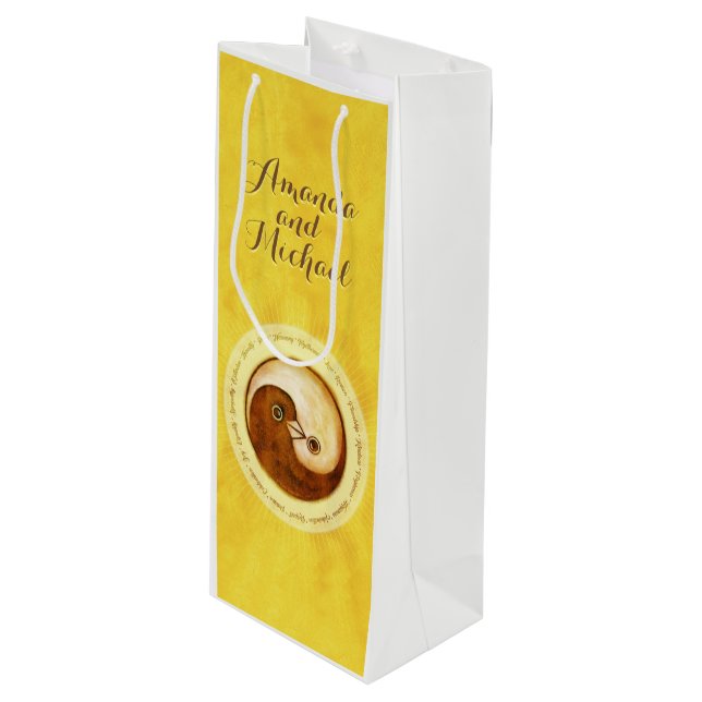 SAC CADEAU mariage BOTTLE. Gold YinYang (Devant Angle)