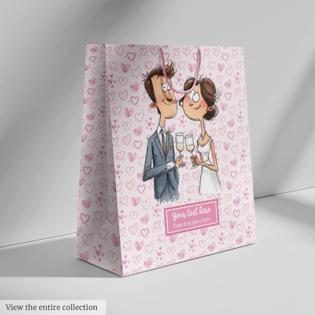 Sac cadeau Mariage Couple Aquarelle Humour ironiqu (Watercolor Wedding Couple Gift Bag Quirky Humor)