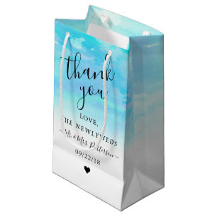 Sac cadeau Mariage en Aquarelle Ombre - Bleu
