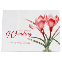 Sac cadeau mariage en crocus rouge aquarelle