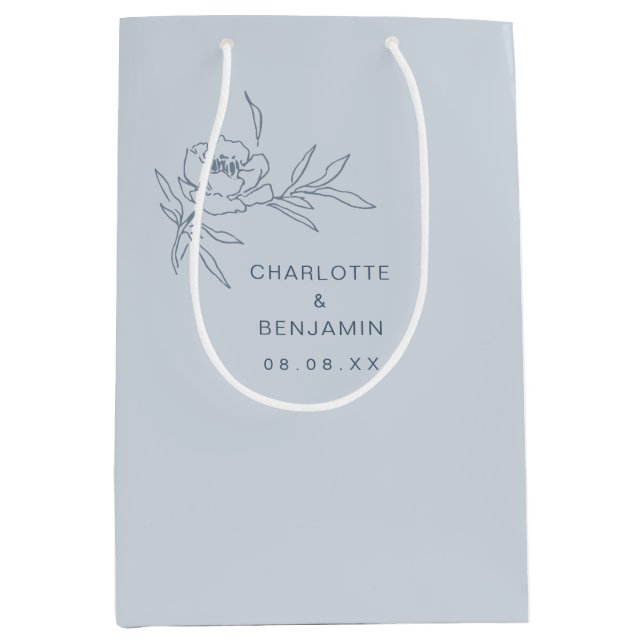 Sac cadeau Mariage Floral Bleu (Devant)