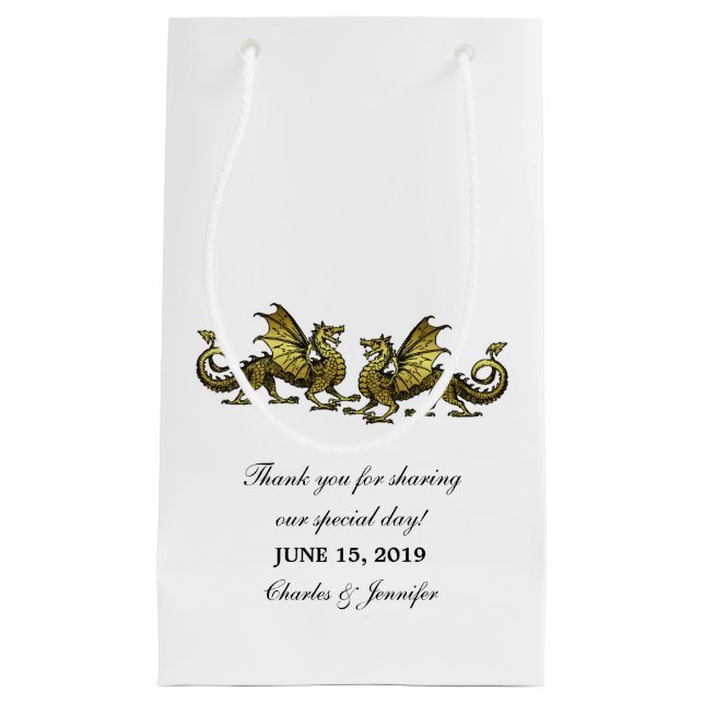 Sac cadeau Mariage Gold Elegons Dragons (Devant)
