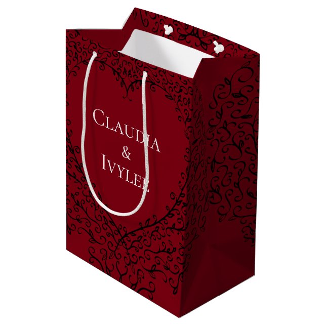 Sac cadeau Mariage gothique rouge et noir (Dos Angle)