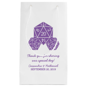Sac cadeau Mariage pourpre D20 dés