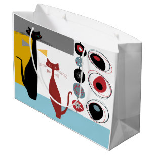 Sac Cadeau   Mid-Century Moderne 2 Chats