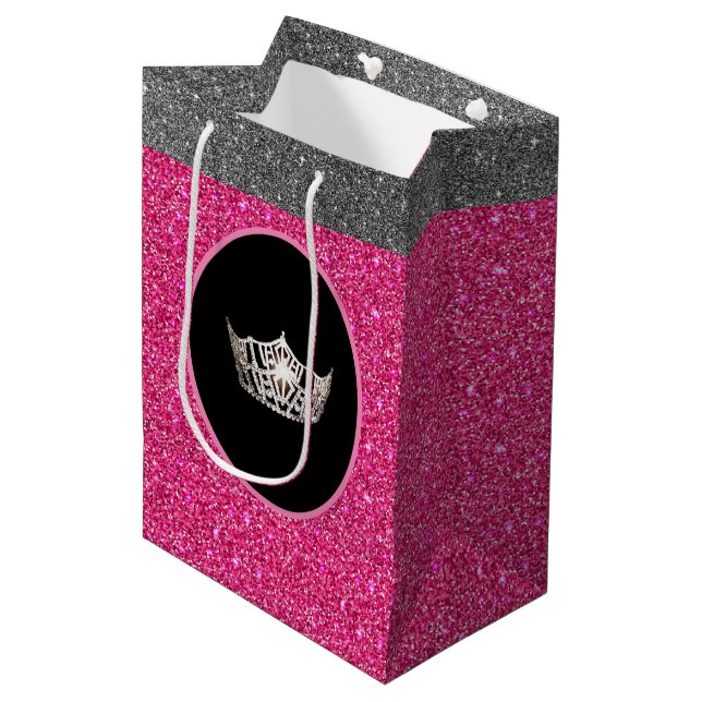 Sac cadeau Miss America Silver Crown Rose FX Glitt (Devant Angle)