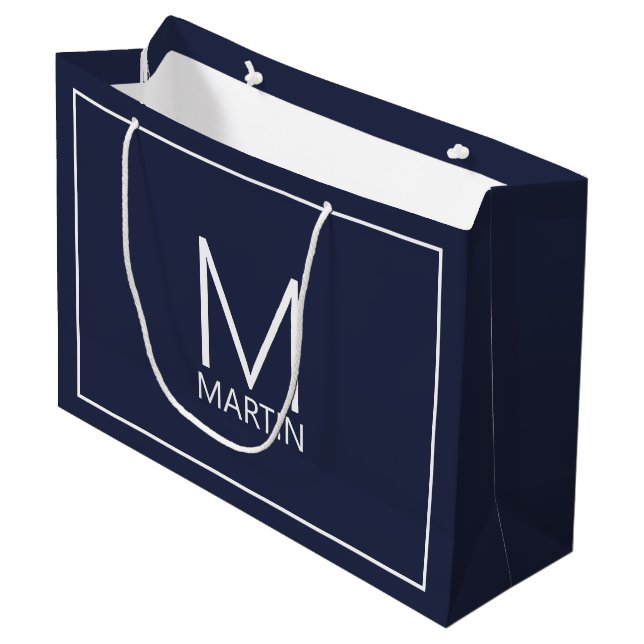 Sac Cadeau Monogramme et nom personnalisé moderne Grand cadea (Devant Angle)