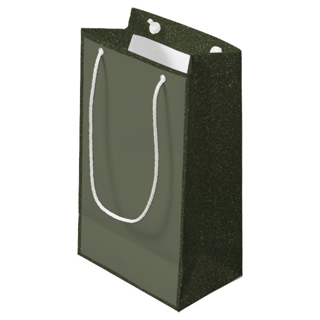 Sac cadeau Moss Green Luxe avec côtés texturés (Devant Angle)