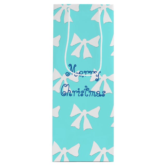 Sac cadeau Motif Aqua Blue et White Bow (Devant)