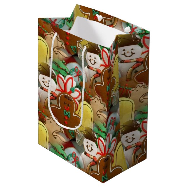Sac cadeau Motif Cookies de Noël (Devant Angle)