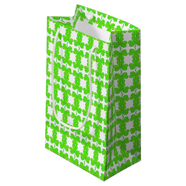Sac cadeau Motif de Clover vert Neon (Devant Angle)