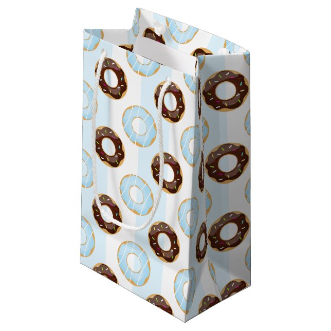 Sac cadeau Motif Donuts Blue Stripes (Devant Angle)