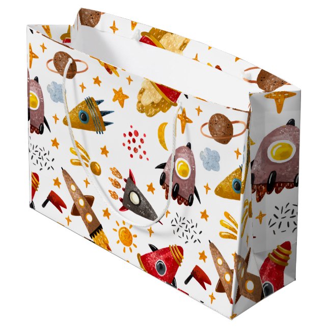 Sac cadeau motif fusées et météores (Dos Angle)