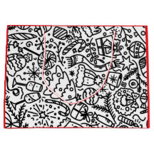SAC CADEAU MOTIF NOIR ET BLANC POUR NOËL