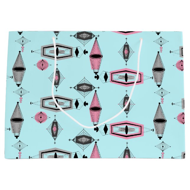 Sac cadeau Motif rose et gris atomique (Devant)
