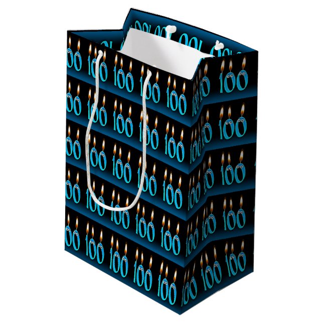 Sac Cadeau Moyen 100e anniversaire avec des bougies (Dos Angle)