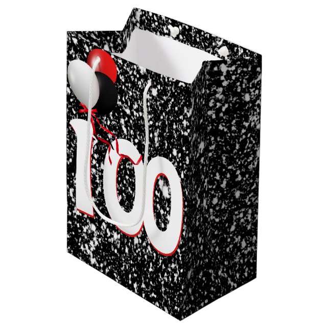 Sac Cadeau Moyen 100e anniversaire ballons sur la Parties scintilla (Devant Angle)