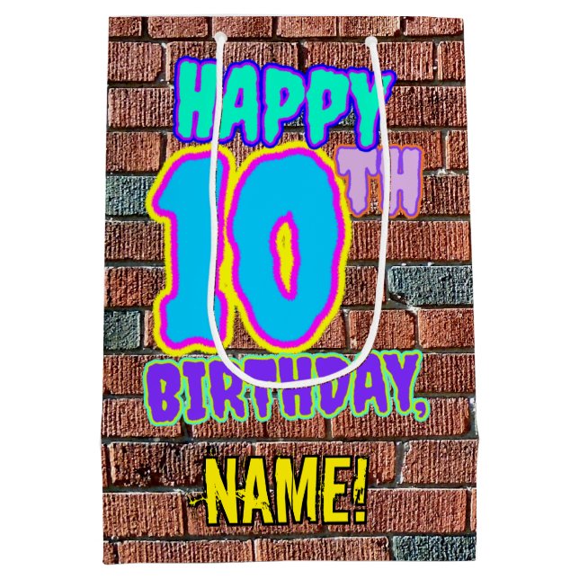 Sac Cadeau Moyen 10e anniversaire : Amusant, Graffiti urbain inspir (Dos)