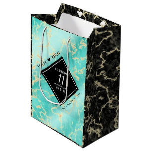 Sac Cadeau Moyen 11ème anniversaire de Mariage turquoise