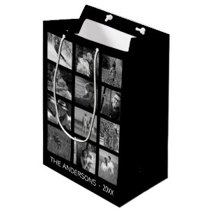 Sac Cadeau Moyen 12 Photo famille ✨ Collage personnalisé