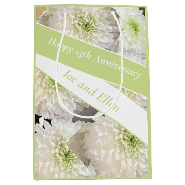 Sac Cadeau Moyen 13e anniversaire du Mariage, (Devant)