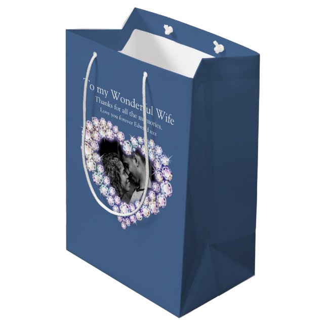 Sac Cadeau Moyen 15e anniversaire de mariage cristal photo coeur (Dos Angle)