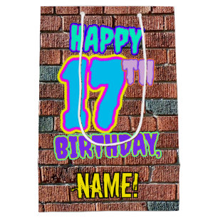 Sac Cadeau Moyen 17e anniversaire : Amusant, Graffiti urbain inspir