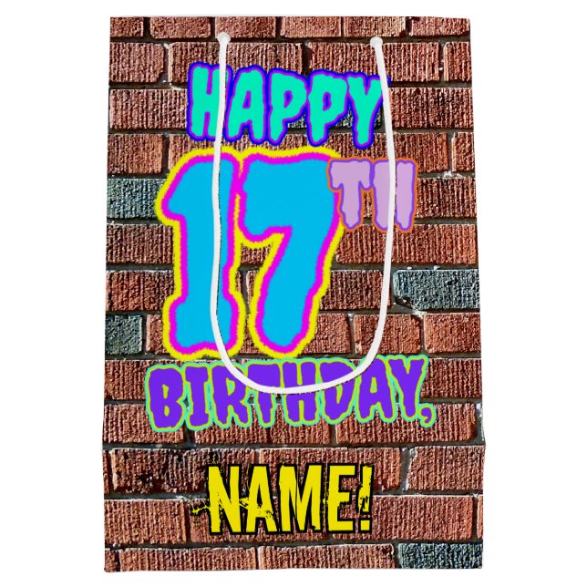 Sac Cadeau Moyen 17e anniversaire : Amusant, Graffiti urbain inspir (Dos)
