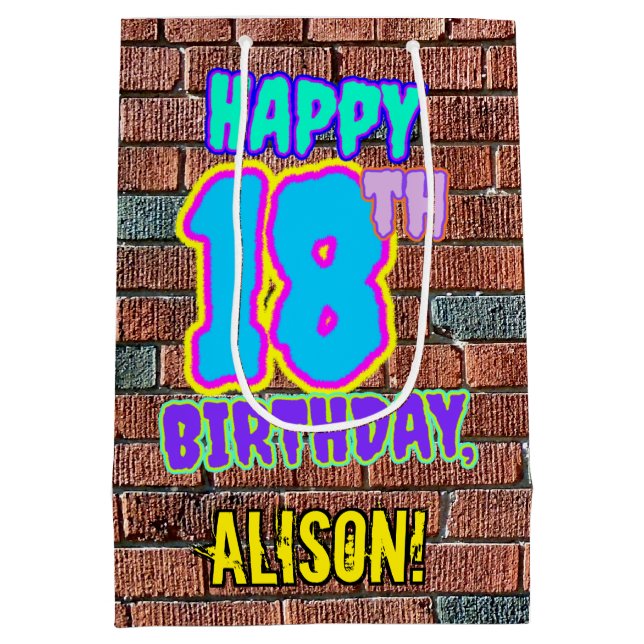 Sac Cadeau Moyen 18e anniversaire : Amusant, Graffiti urbain inspir (Dos)