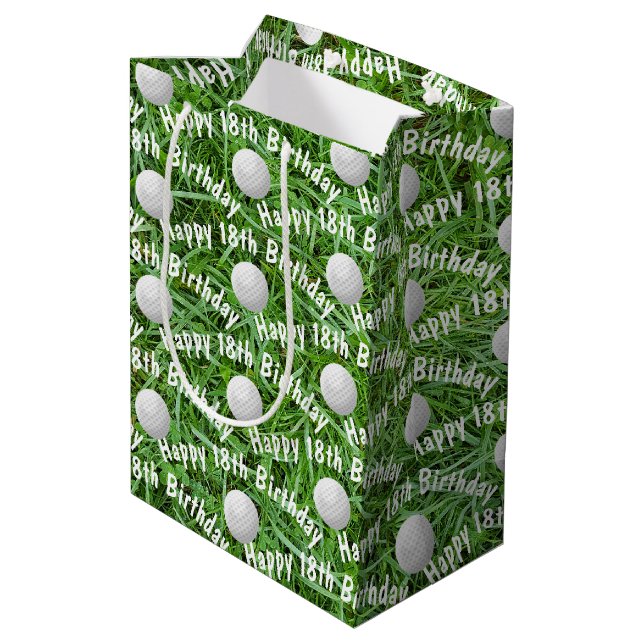Sac Cadeau Moyen 18e Anniversaire Golf Balls on Grass Medium Cadeau (Dos Angle)