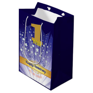Sac Cadeau Moyen 1 an de récupération Anniversaire Numéro gras
