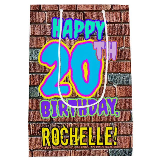 Sac Cadeau Moyen 20e anniversaire : Amusant, Graffiti urbain inspir (Dos)