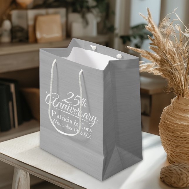 Sac Cadeau Moyen 25e anniversaire du Mariage Personnalisé (Custom Gift Bag)
