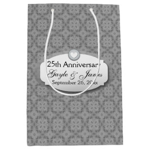 Sac Cadeau Moyen 25ème Diamant Z02 d'anniversaire de mariage