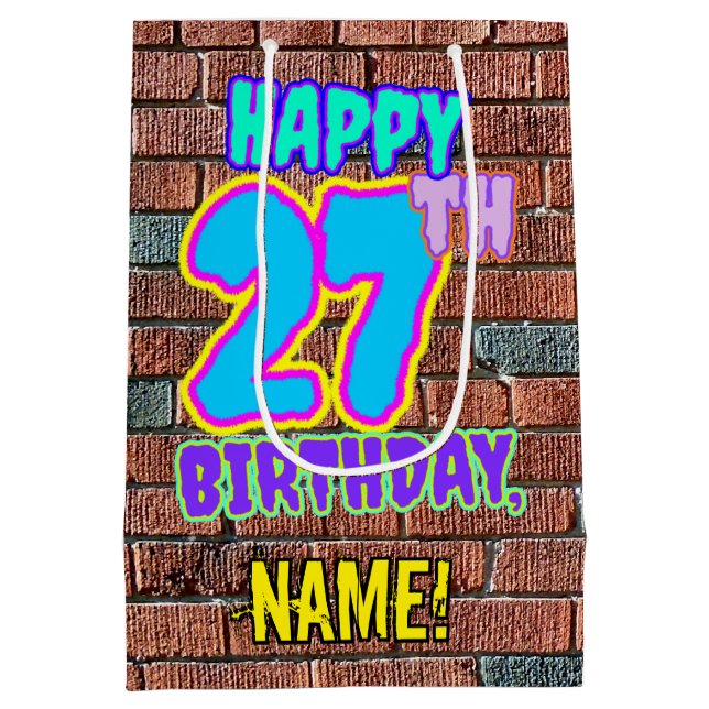 Sac Cadeau Moyen 27e anniversaire : Amusant, Graffiti urbain inspir (Dos)