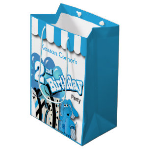 Sac Cadeau Moyen 2ème anniversaire bleu de l'éléphant de Little
