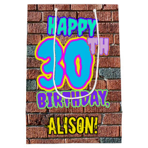 Sac Cadeau Moyen 30e anniversaire : Amusant, Graffiti urbain inspir