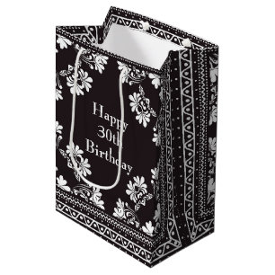 Sac Cadeau Moyen 30e anniversaire Bandanna noir et blanc