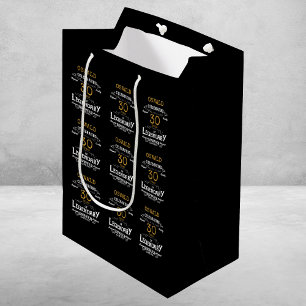Sac Cadeau Moyen 30e anniversaire Black Gold Legendary Retro
