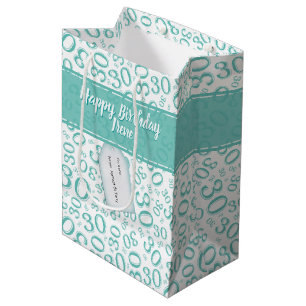 Sac Cadeau Moyen 30ème motif heureux Teal de nombre d'anniversaire