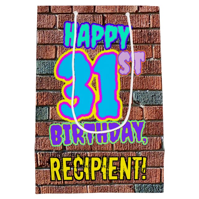 Sac Cadeau Moyen 31e anniversaire : Amusant, Graffiti urbain inspir (Dos)