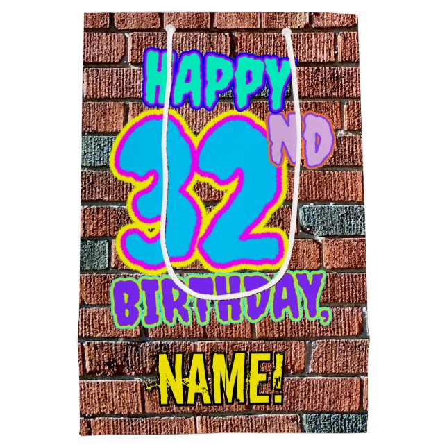 Sac Cadeau Moyen 32e anniversaire : Amusant, Graffiti urbain inspir (Dos)
