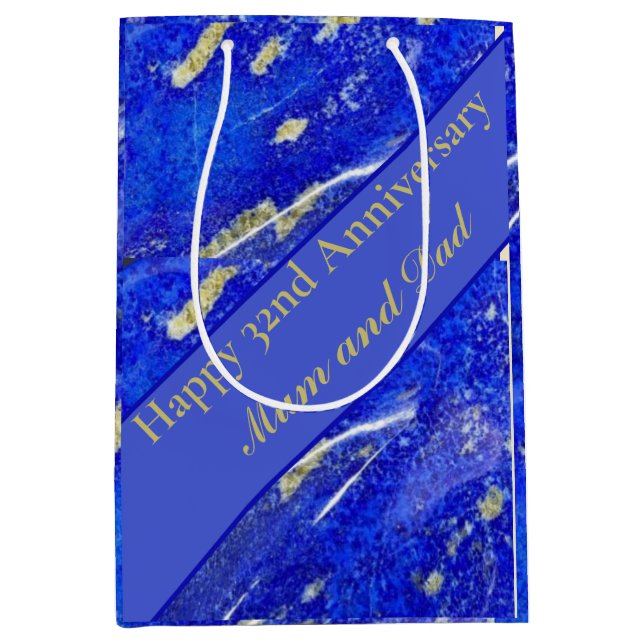 Sac Cadeau Moyen 32e anniversaire du Mariage modifiable (Devant)