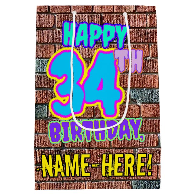 Sac Cadeau Moyen 34e anniversaire : Amusant, Graffiti urbain inspir (Dos)