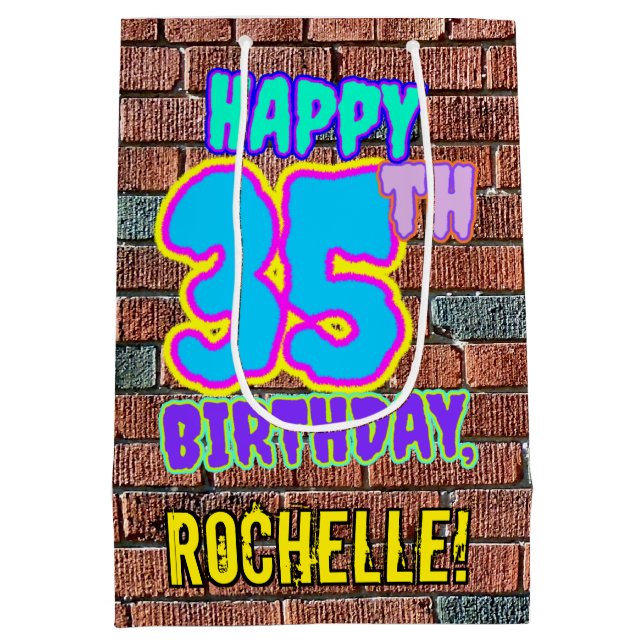 Sac Cadeau Moyen 35e anniversaire : Amusant, Graffiti urbain inspir (Dos)