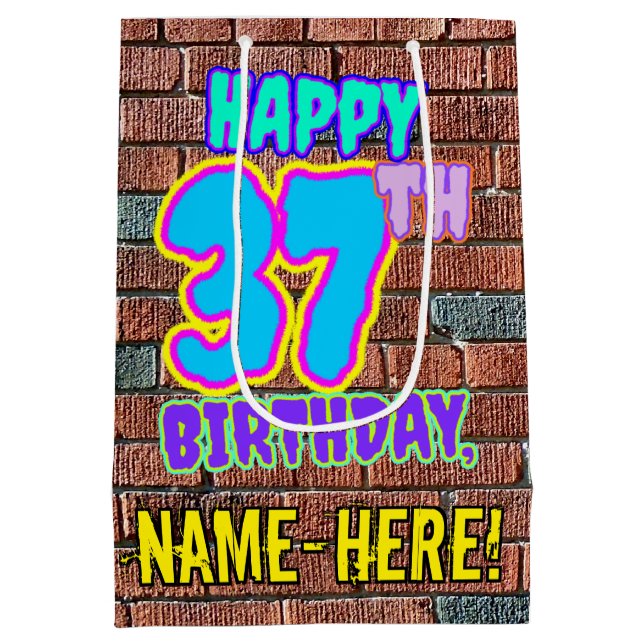 Sac Cadeau Moyen 37e anniversaire : Amusant, Graffiti urbain inspir (Dos)