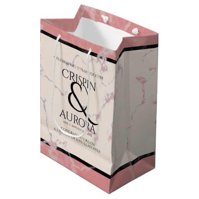 Sac Cadeau Moyen 37e anniversaire de l'Mariage d'Alabaster (Devant Angle)