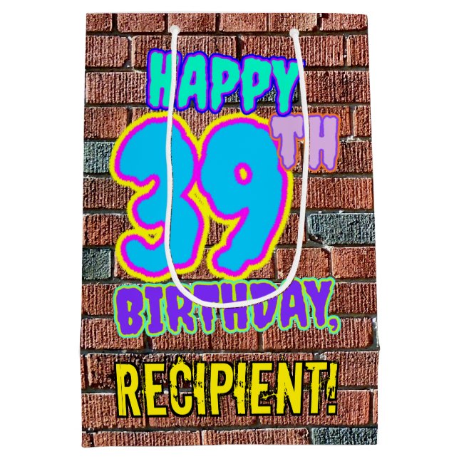 Sac Cadeau Moyen 39e anniversaire : Amusant, Graffiti urbain inspir (Dos)