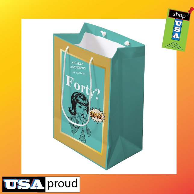 Sac Cadeau Moyen 40e anniversaire 🎁 Drôle de la femme (Créateur téléchargé)
