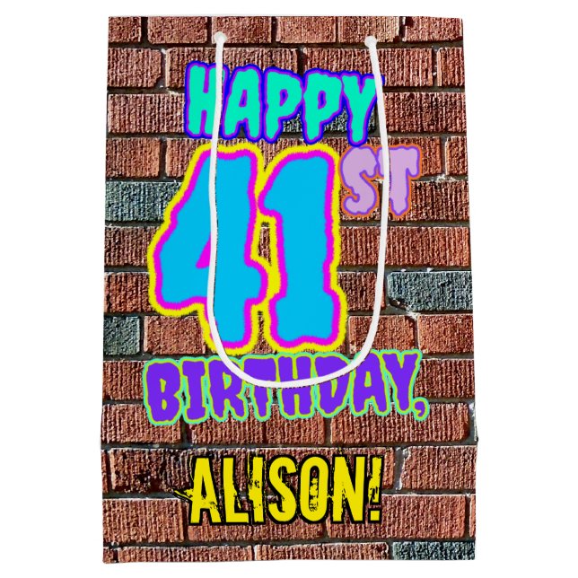 Sac Cadeau Moyen 41e anniversaire : Amusant, Graffiti urbain inspir (Dos)